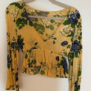 Yellow long sleeve floral top Urban Outfitters